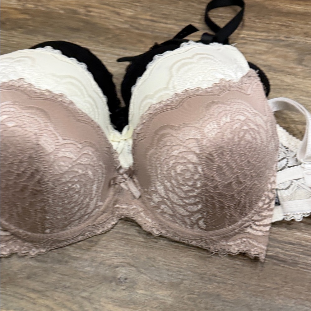 Lace Elegance Bra Trio - Black, White, and Tan - Picture 4 of 5